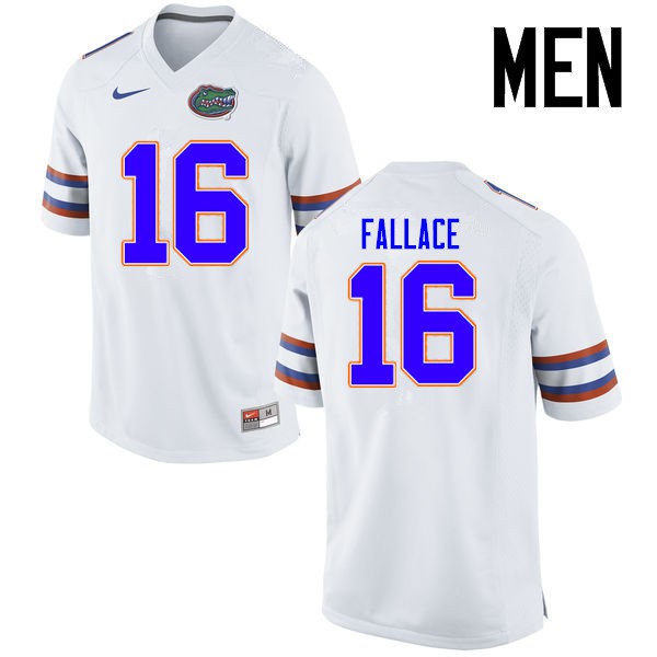 Florida Gators Men #16 Brian Fallace College Football Jerseys White